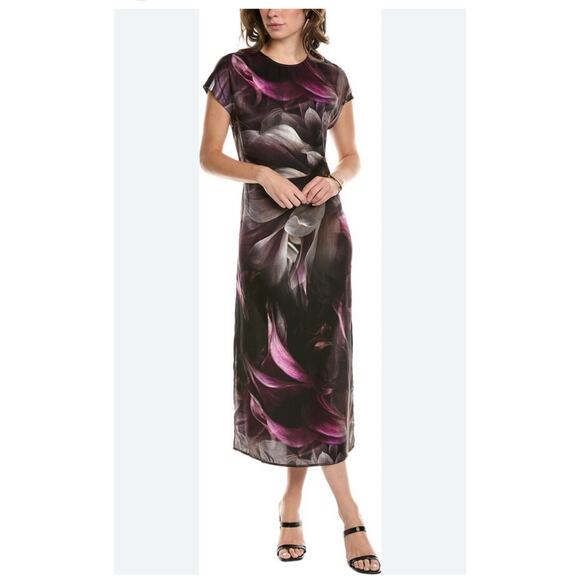 AllSaints Etta Margeaux Midi Dress Capped Sleeves Rose Pink Size 8 NWT